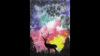 Рисуем пейзаж акварель и соль.