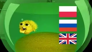 Yellow Singing Pufferfish in 3 languages Polish Russian English meme