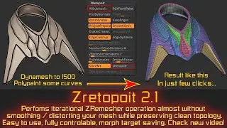 Automatic retopology plugin for ZBrush 2020 and up. ZRetopoIt 2.1