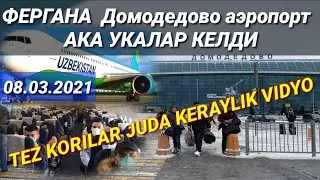 TEZ KORILAR JUDA KERAYLIK VIDYO ФЕРГАНА  Домодедово аэропорт 08.03.2021 АКА УКАЛАР КЕЛДИ