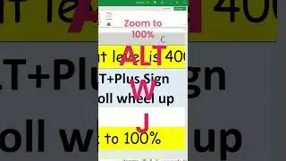 Zoom In and Zoom Out (10%-400%)? Shortcuts to zoom 100% ALT W J #Excel #shorts