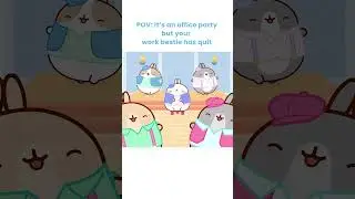 When Work Bestie Quits - #molang #funnycartoon #shortsfeed #memes #cartoons