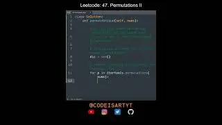 Leetcode 47. Permutations II in Python | Python Leetcode | Python Coding Tutorial | Python Code ASMR