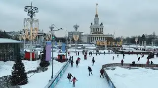 VDNKh. Moscow, Russia by Day in the Winter 2023. The Great Soviet Heritage and Largest Ice Rink