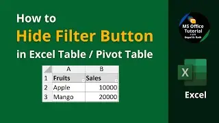 How to hide filter button in Excel (table / pivot table)