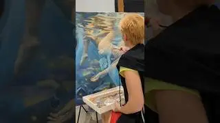 Creating #underwaterart #figureart #oilpainting #interiordecor