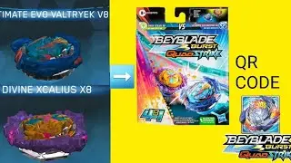 DUAL PACK ULTIMATE EVO VALTRYEK V8 & DIVINE XCALIUS X8 QR CODE BEYBLADE BURST QUADSTRIKE APP