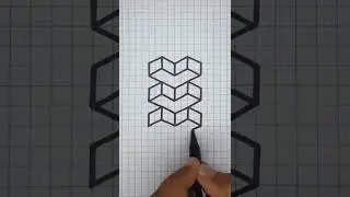 Easy 3D Heart Drawing on Graph Paper