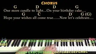 Happy Birthday (Traditional) Piano Cover Lesson in G with Chords/Lyrics