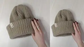 Шапка такори из пуха норки спицами с двойным отворотом ❤ самая модная шапочка из пуха норки /ангоры