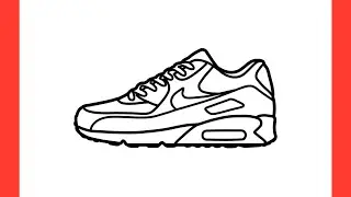 How to draw a NIKE AIR MAX 90 sneakers step by step / drawing nike air shoes easy