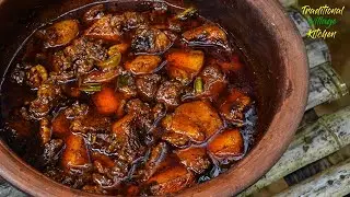 ගමේ රසට බ්ලැක් පෝක් කරිය | Black Pork Gravy Recipe | Spicy And Delicious Pork Recipe