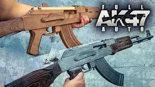 How to make Cardboard FULL AUTO Rubber-Band AK-47 | No electricity | Free Templates