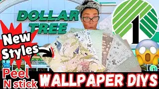 DOLLAR TREE DIYs & hacks  using NEW WALLPAPER styles I just got! AMAZING dollar tree craft ideas!