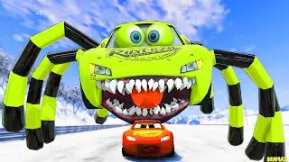 Epic Escape From The Lightning McQueen Spider Eater & Mutant Spider Eater | McQueen VS McQueen