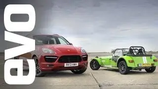 Porsche Cayenne vs Caterham 7 | evo TRACK BATTLE