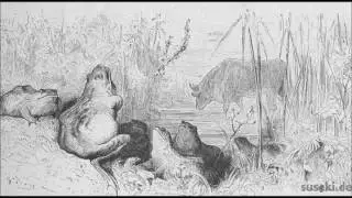 Der Frosch, der gross sein will wie ein Ochse, лягушка и вол. Басня Лафонтена на немецком языке