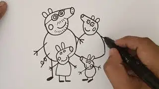 How to draw Peppa Pig Family | Peppa pig family kaise draw karein #peppa #drawingforkids