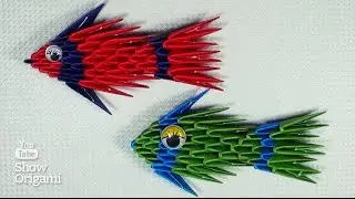 3D Modular Origami: Fish out of paper.