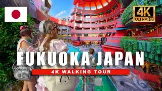 🇯🇵 Fukuoka, Japan Walking Tour | Spend and entire day and night walking around Japan | 4K HDR 60fps