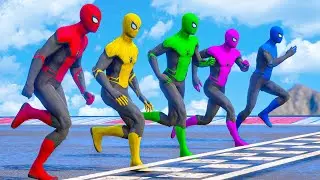 COLORS SPIDERMAN , VEGETA & GOKU | All SUPERHEROES Running Challenge (Funny Contest) #995