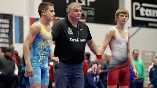U13 J. Ruicis (LAT) vs R. Ivanyk (UKR) 60kg final. Youth boys greco-roman wrestling.