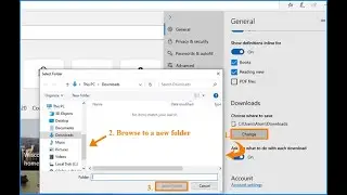 How to change default download location in windows 10 for Microsoft edge