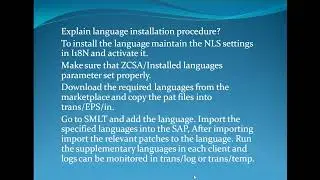SAP BASIS INTERVIEW QUESTIONS -  LANGUAGE INSTALLATION
