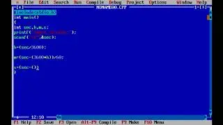 C program to convert integer into hours, minutes and seconds.[Turbo c++]