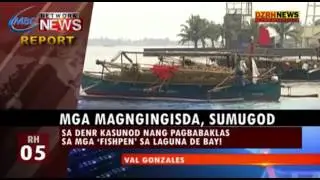MGA MAGNGINGISDA, SUMUGOD SA DENR KASUNOD NANG PAGBABAKLAS SA MGA ‘FISHPEN’ SA LAGUNA DE BAY!