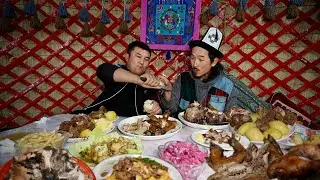 Crazy Stone Lamb with Nomad Family 🇰🇬 Local Market Street Food in Kyrgyzstan