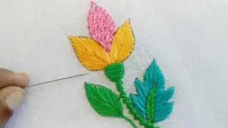 super easy basic stitch flower embroidery design