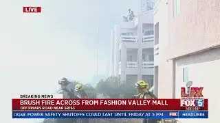 Brush fire breaks out near homes and Fashion Valley Mall