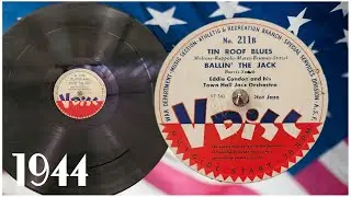 1944  V-Disc WWII Morale Record ~ Tin Roof Blues / Ballin' the Jack - Eddie Condon Town Hall Jazz