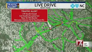 I-95 south near Lumberton closed for repair