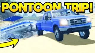 Pontoon BOATING Trip with my TRAILER in Roblox American Plains Mudding!