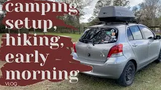 car camping set up, north florida camping, florida trail day hike, early morning vlog