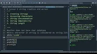 Lesson 6 : String in python | String Concatenation | String Immutability | Accessing Characters |len