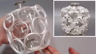 DIY💖How to make a round decorative vase out of yogurt bottles.