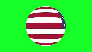 Ball-shaped flag of the USA on a green chroma key background.