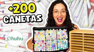 Recebi uma Maleta Gigante com 216 Marcadores + Organizador !! 💚