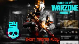 WARZONE MOBILE BEST GHOST SKIN | GHOST MAGMA FLOW 🔥  24 kill 💀 60 FPS FULL GAMEPLAY