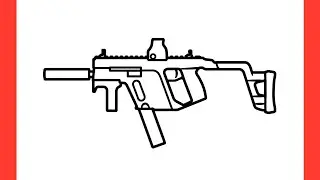 How to draw a KRISS VECTOR SMG step by step / drawing vector smg from PUBG easy