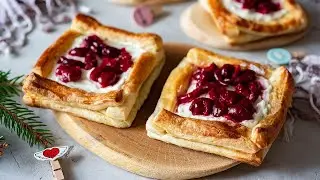 🥐 Слойки с творожным сыром и вишней — рецепт вкусного лакомства к чаю