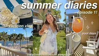 SUMMER DIARIES EP. 1 🌺 my first brand trip! vacation vlog, pool days, yoga, movie nights, etc 🏝️✨