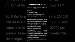 Hra Calculation with example #hra #awarness #shorts