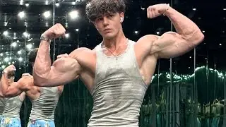 Young Guy flexing muscles