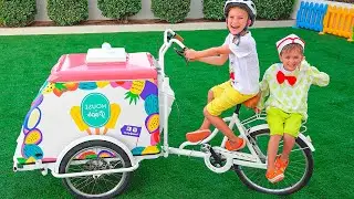 Niki pretend play selling ice cream and want new ice cream carts