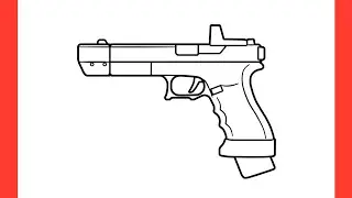 How to draw a GLOCK 17 easy / drawing pistol glock 17 modified gun step by step