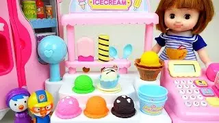 Ice Cream Shop & Baby Doll 콩순이 와 뽀로로 아이스크림가게 장난감 놀이 playing with Pororo Tayo & food toys